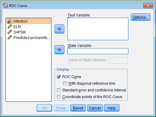 Selecting variables for ROC curve analysis Selecting variables