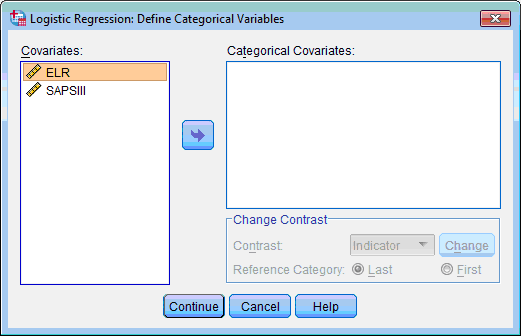 Specifying categorical variables for logistic regression analysis Specifying categorical variables