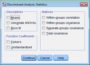 Selecting displayed statistics